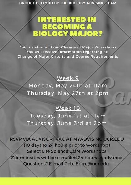Biology COM Workshops Flyer May 2021 Image