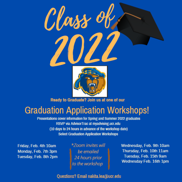 2022 Spring Graduation Application Workshop Flyer Image