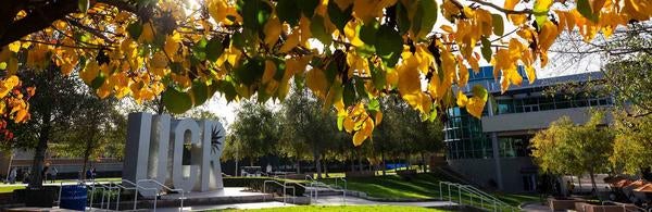 Fall colors, UCR sign, CNAS Scholarships 2020-2021