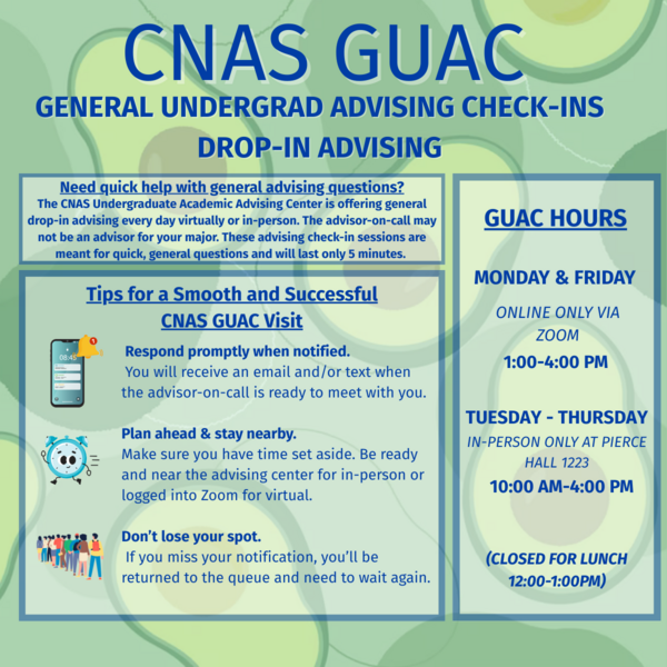 A flyer with tips and GUAC hours 