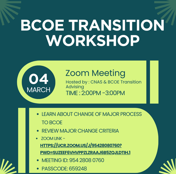 CNAS to BCOE Transition Workshops