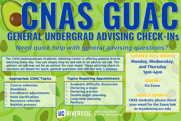 GUAC Summer 24 Flyer Image | CNAS Undergraduate Academic Advising Center